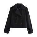 Prague Black Cropped Trench Jacket – Elegant Tailored Style