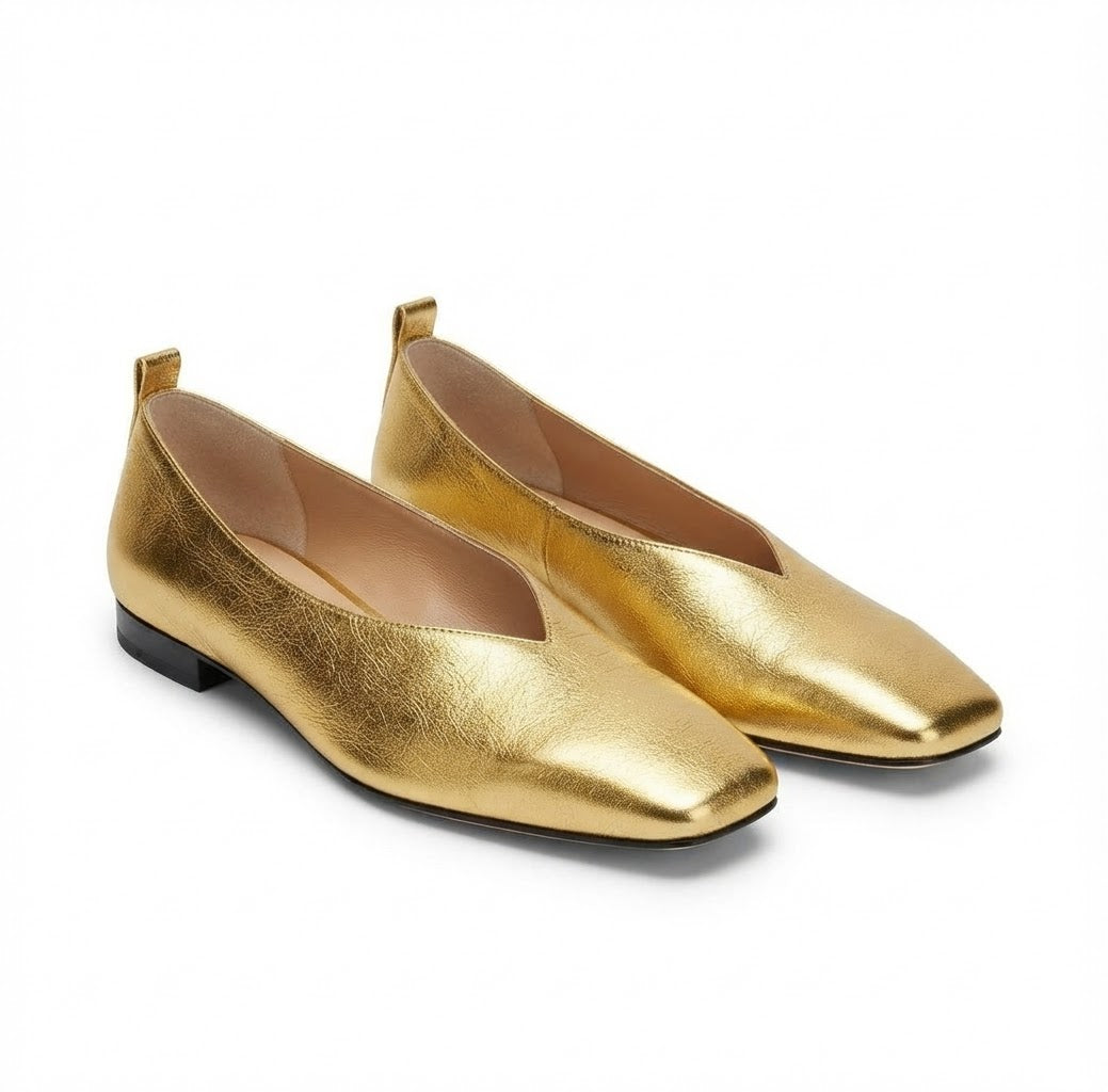 Siena Gold Ballet Flats – Vintage Inspired Style