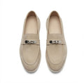 Santorini Beige Suede Loafers – Minimalist Slip-On Shoes