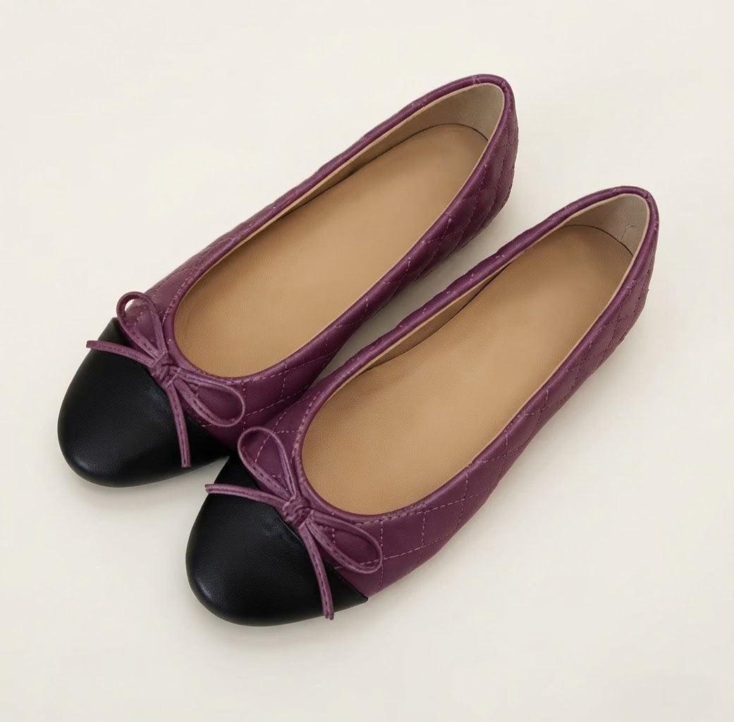 Biarritz Purple Quilted Ballet Flats – Elegant Textured Style