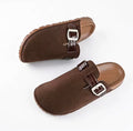 Toscana Brown Textured Leather Clogs – Flat Comfort Style