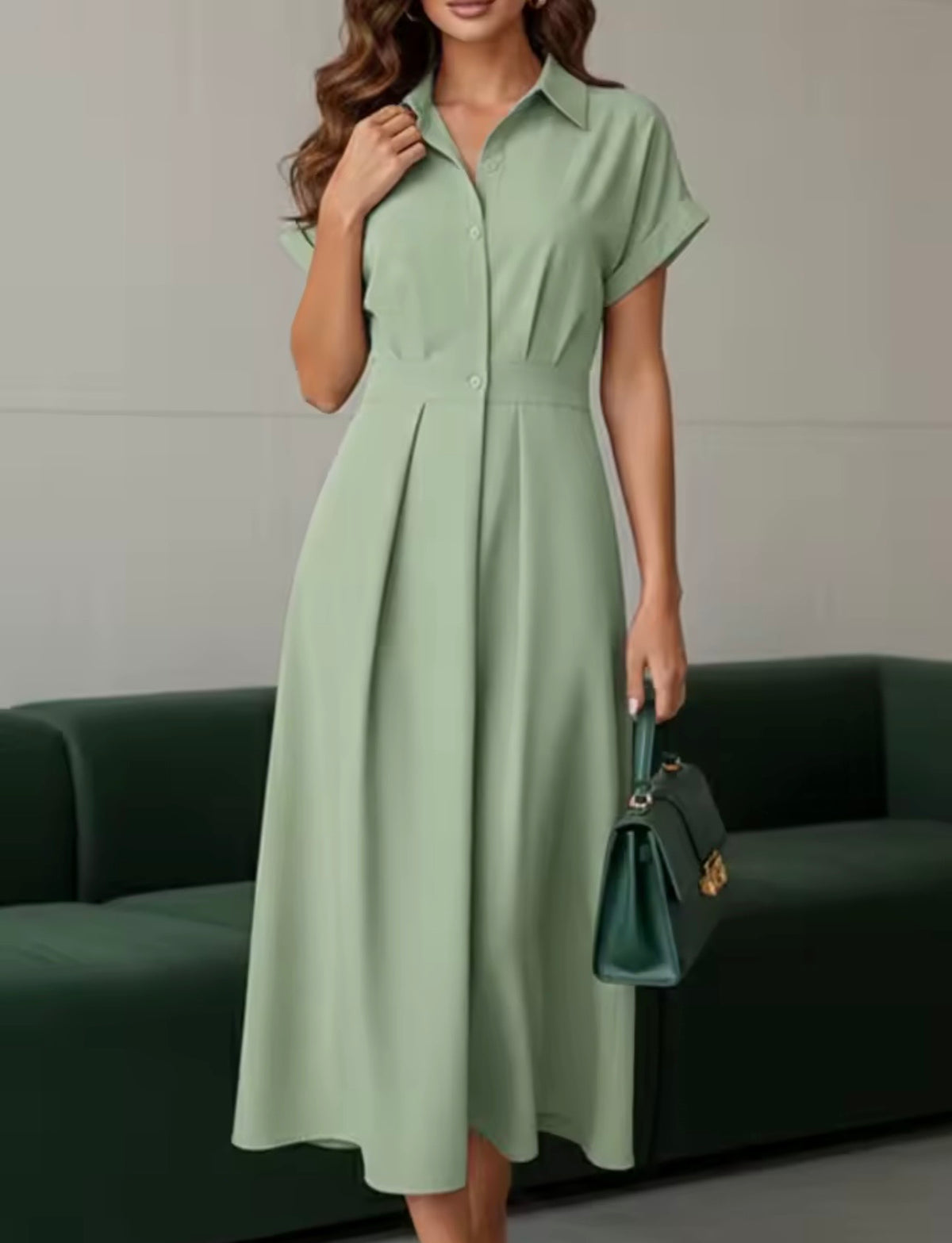 Amalfi Aqua Green Maxi Shirt Dress