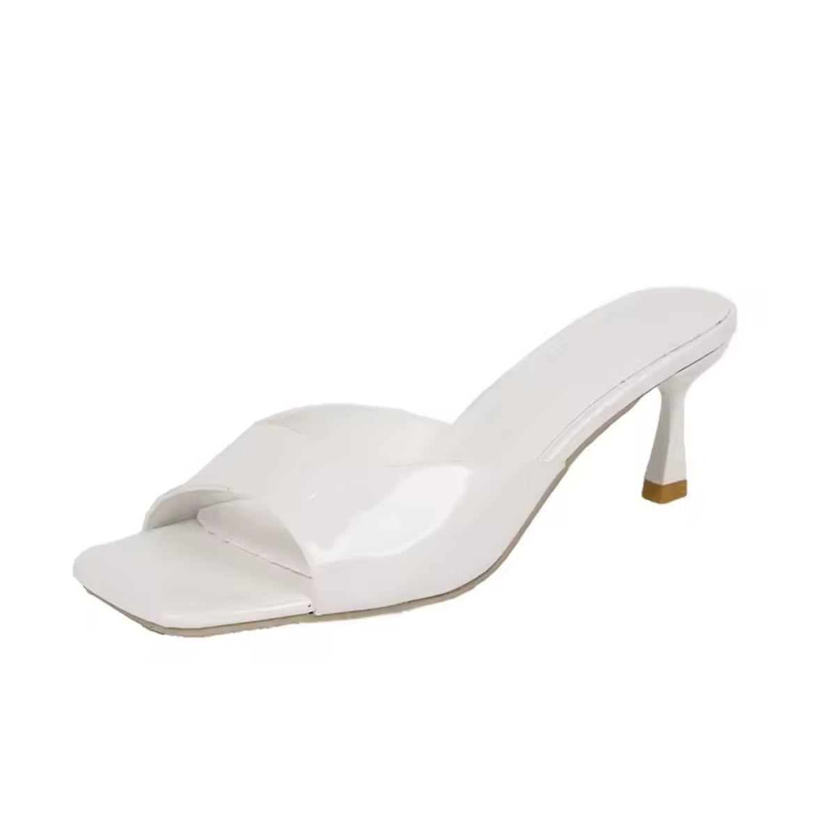 Siena White Open-Toe Heeled Sandals – Slip-On Style