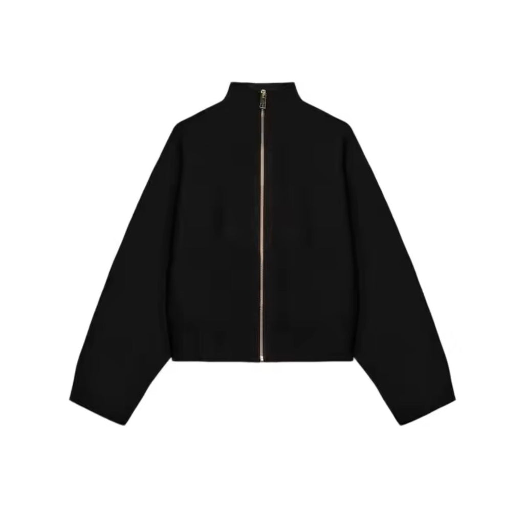 Aspen Black Zip-Up Jacket – Elegant Casual Style