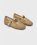 Milan Gold Mesh Ballet Flats – Minimalist Slip-On Shoes