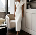Monza White Elegant Fitted Dress
