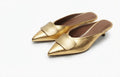 Monaco Gold Heeled Mules – Pointed-Toe Shoes with Gold Detail