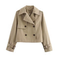 Prague Beige Cropped Trench Jacket – Elegant Tailored Style