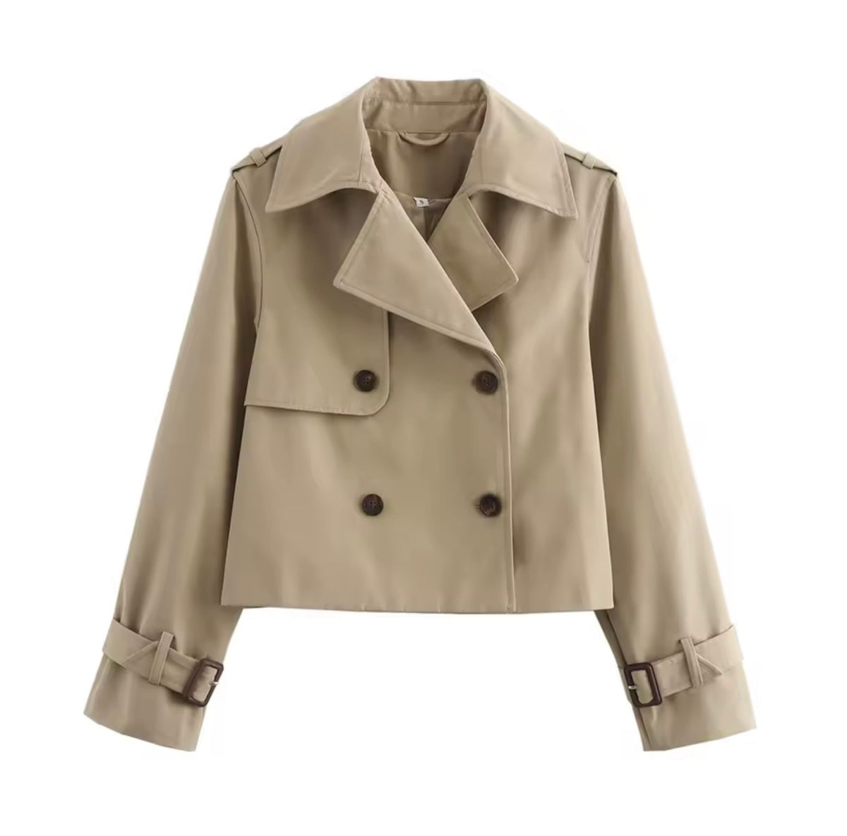 Prague Beige Cropped Trench Jacket – Elegant Tailored Style