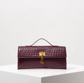 Monaco Burgundy Croc-Effect Handbag – Structured Rectangular Bag