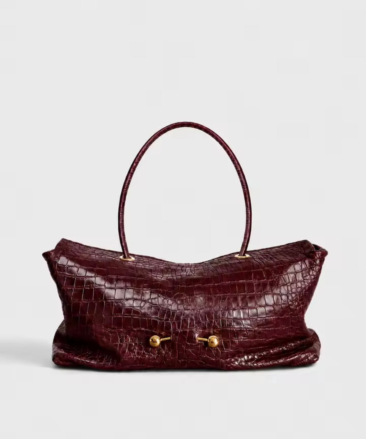 Geneva Burgundy Croc-Effect Handbag – Structured Medium-Large Bag