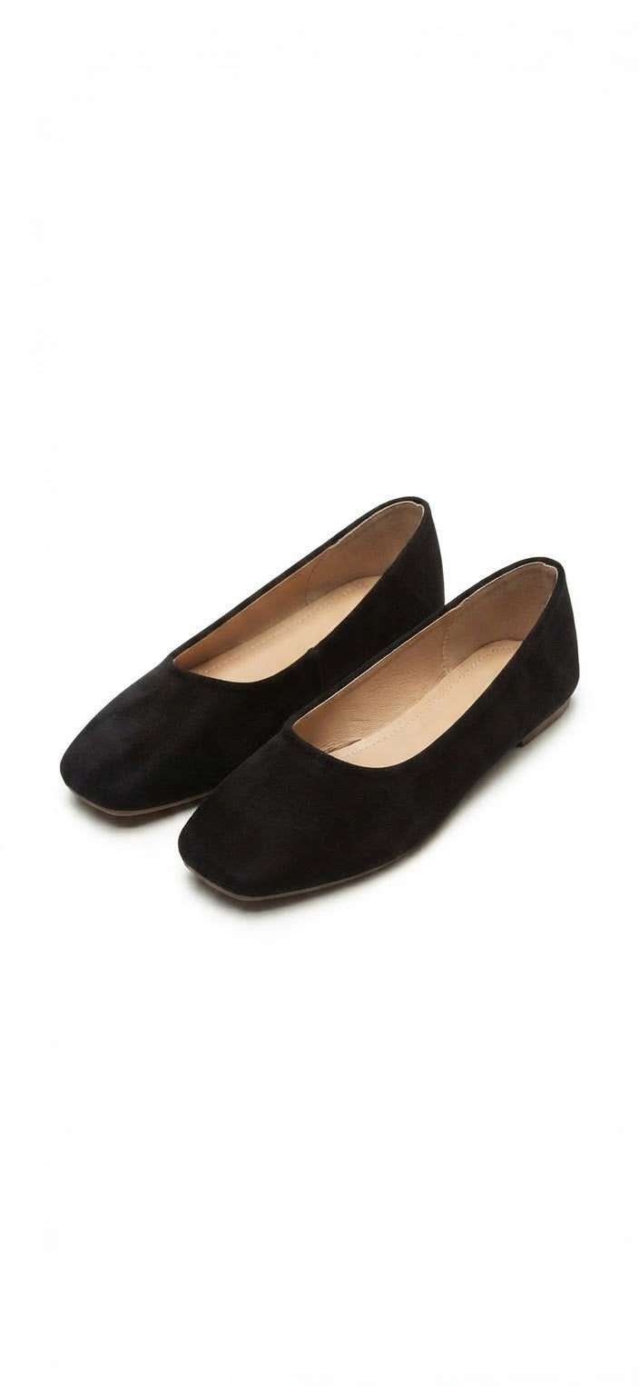 Black Velvet Ballet Flats – Minimalist Slip-On Shoes