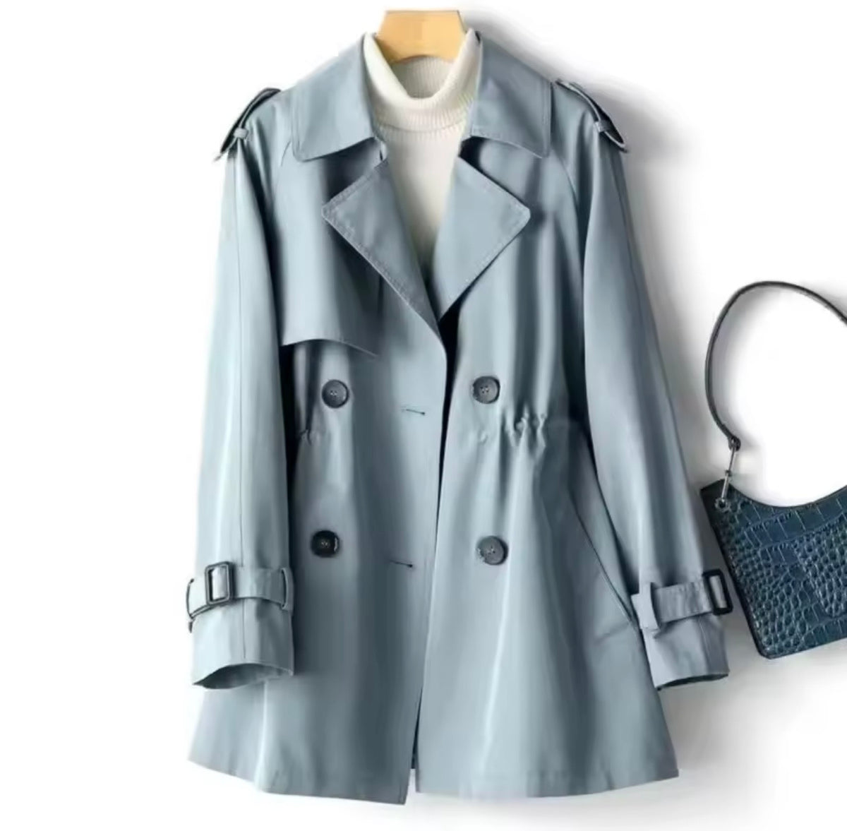 Copenhagen Blue Trench Jacket – Elegant Tailored Style