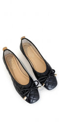 Elise Black Quilted Ballet Flats – Padded Slip-On Shoes