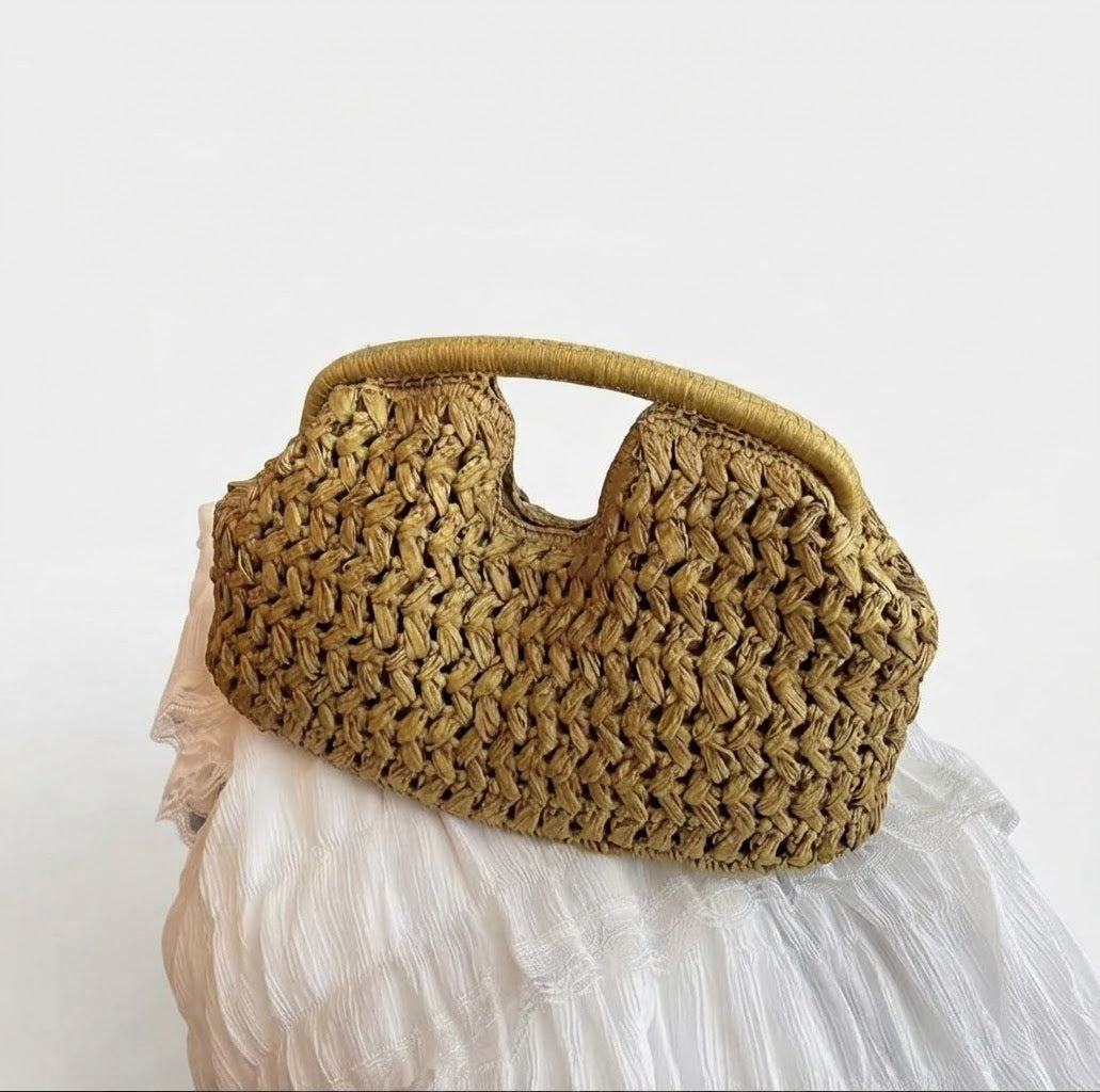 Marbella Green Woven Handbag – Minimalist Small Bag