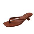 Capri Brown Toe-Loop Heeled Sandals – Minimalist Summer Shoes