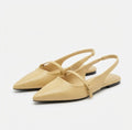 Paris Light Yellow Pointed-Toe Flat Shoes – Elegant Office Style