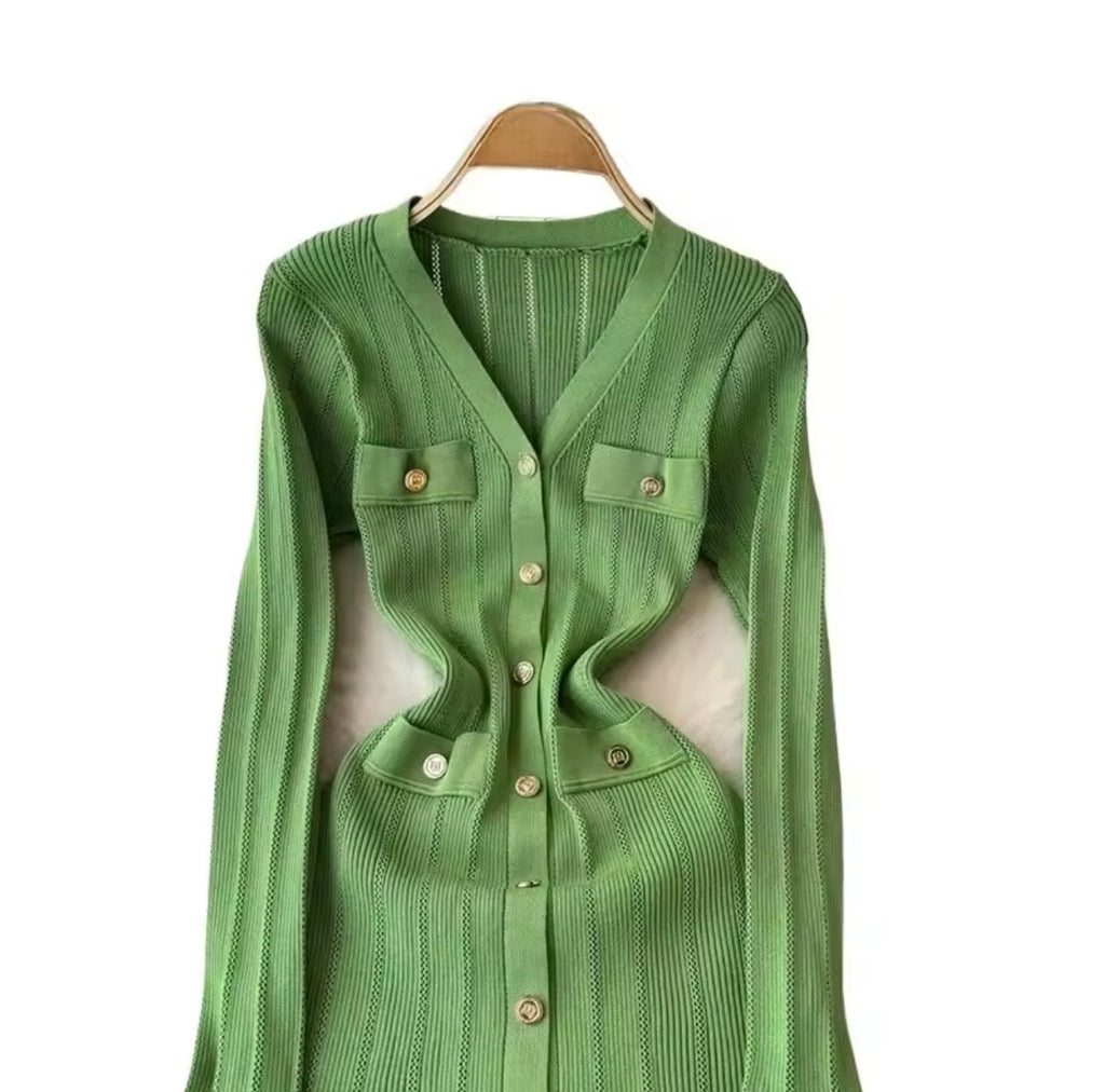 Green – Eleanor Long Sleeve Knit Maxi Dress