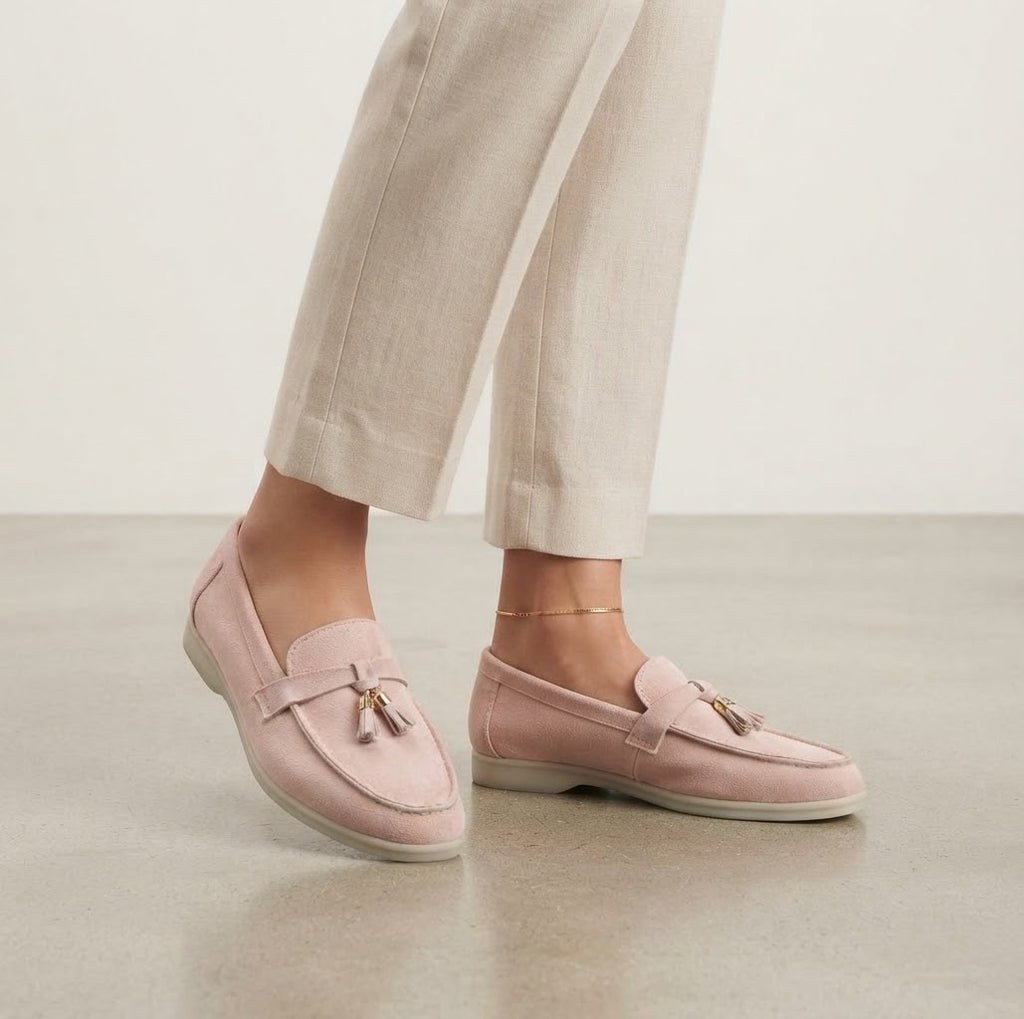 Dusty Pink Suede Loafers – Minimalist Slip-On Shoes